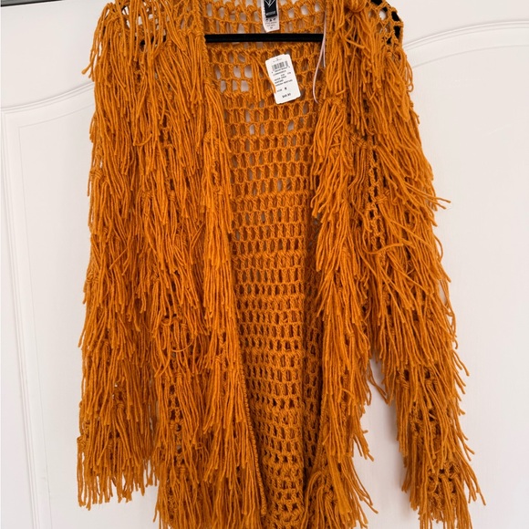 Windsor Sweaters - Windsor Mustard Fringed Cardigan